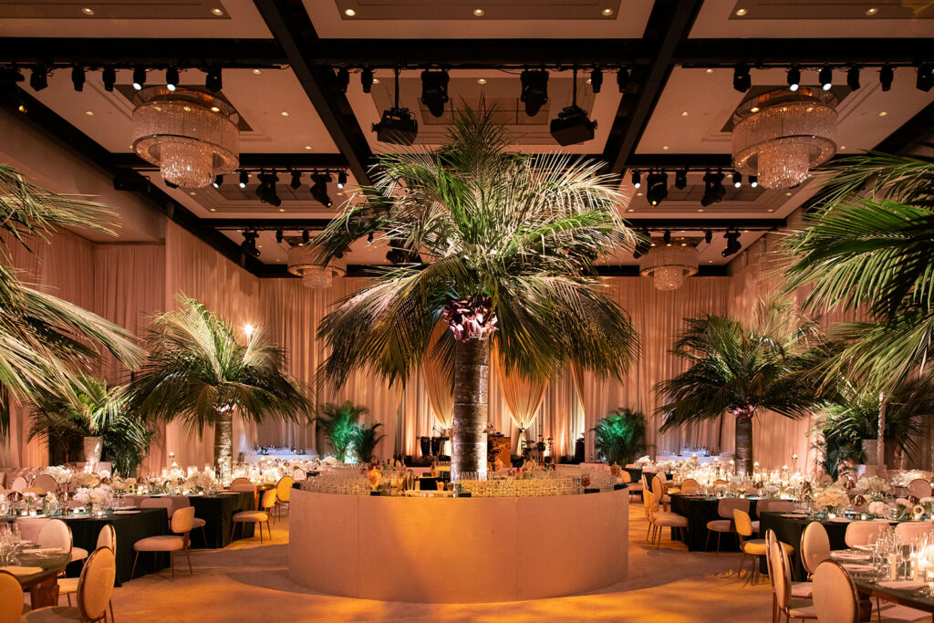 Ziegfeld Ballroom palm tree bar indoors wedding at ziegfeld ballroom