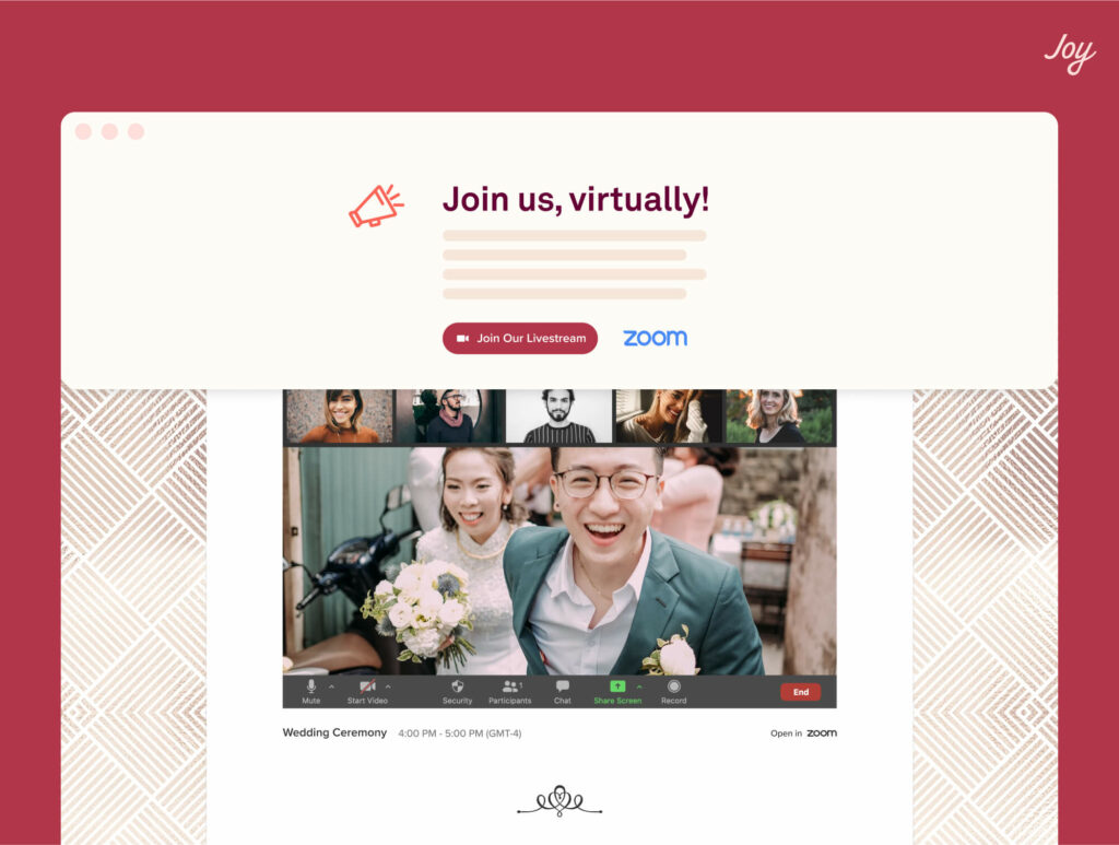 wedding website announcement banner