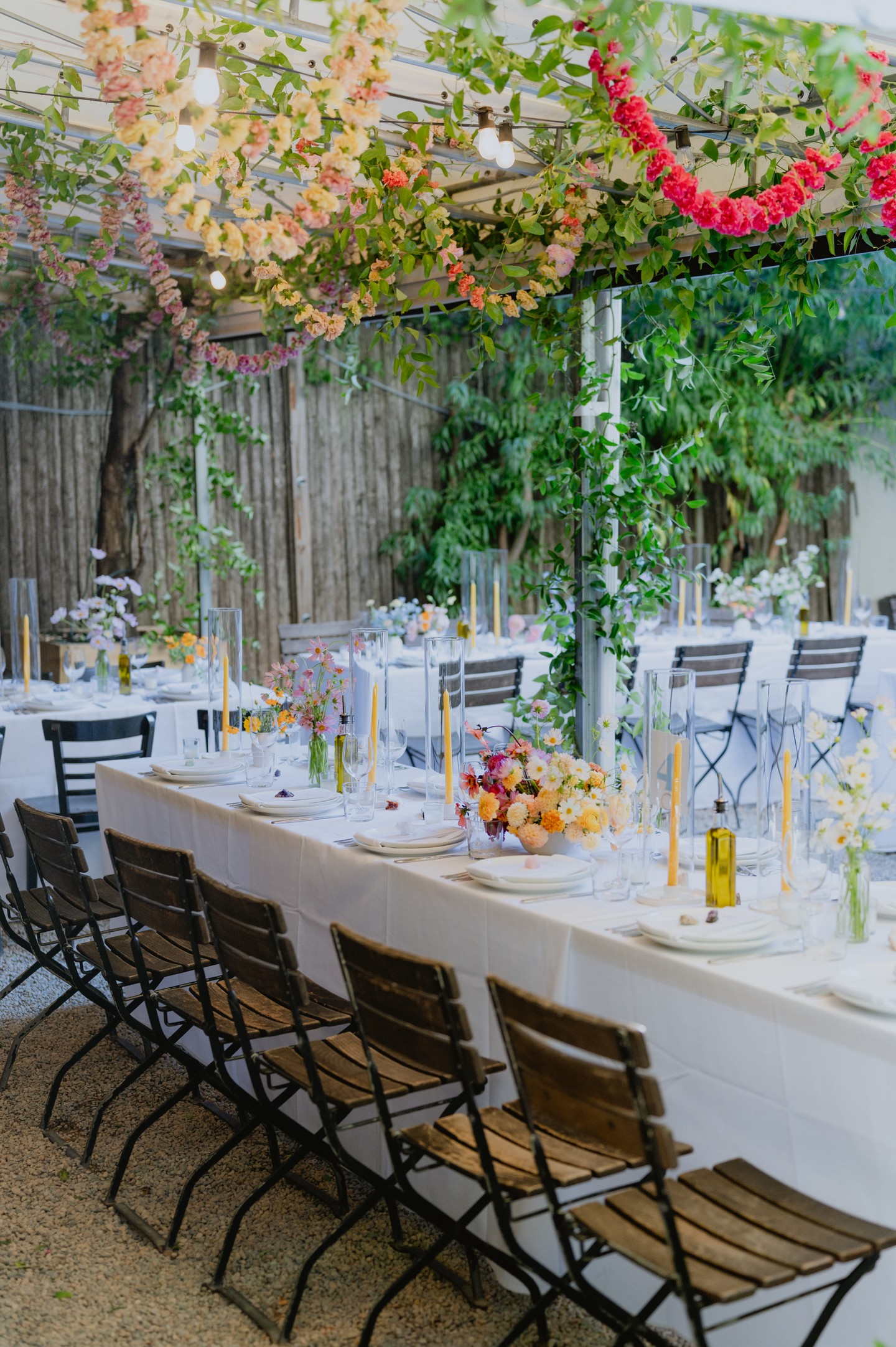 colorful florals for a seated dinner reception at Frankie's 457 Sputino